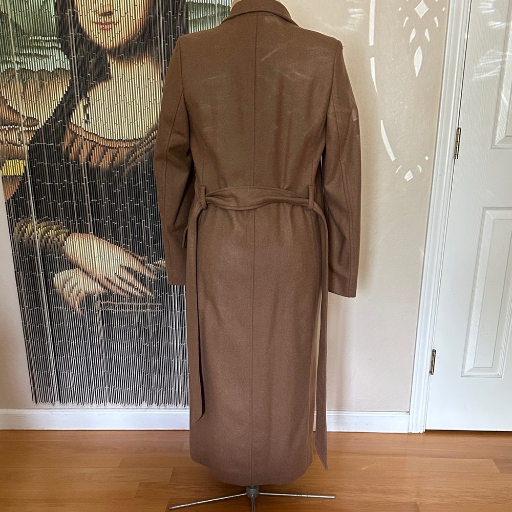 Mango NEW WITH TAGS Long Classic Brown Wool Coat Women’s - Picture 3 of 8
